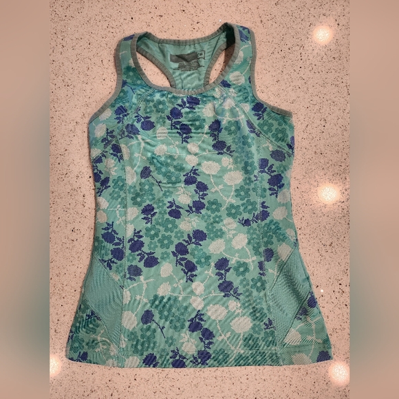 Champion Tops - Teal flowered workout tank XS